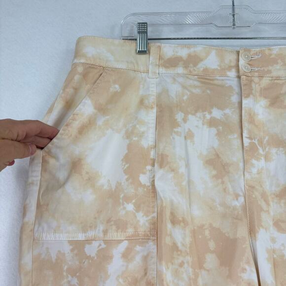Lane Bryant Cargo Capri Pants Tie Dye Cream Peach Stretchy Modal Blend Size 20 - Picture 4 of 12